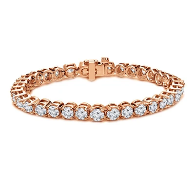 11ctw. 4-Prong Round Link Diamond Tennis Bracelet in 14K Rose Gold (JK, I2-I3)