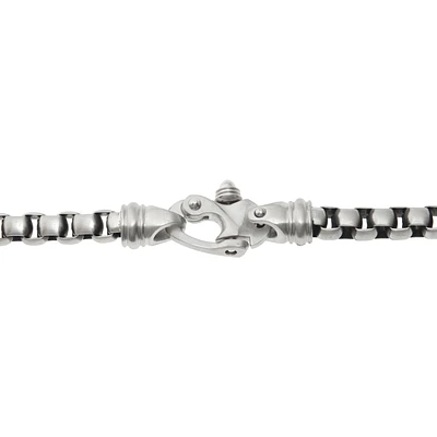 Men's Stainless Steel Brushed Round Box Chain Bracelet