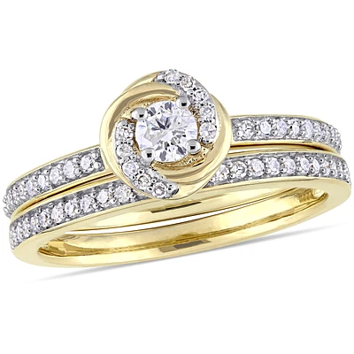 Diamond Swirl Bridal Set 1/2ctw. in 10k Yellow Gold