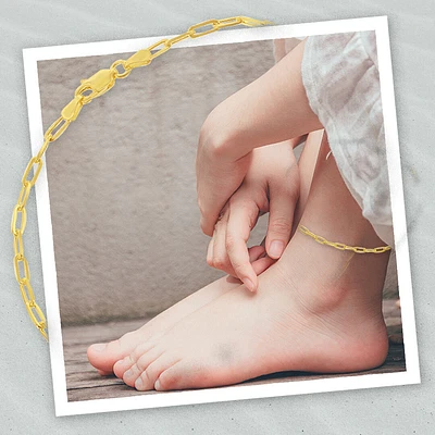 Paperclip 2.8mm 9" Anklet in Gold Plated Sterling Silver