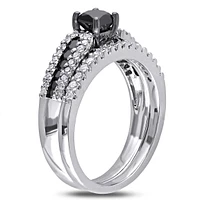 Princess-Cut 1ctw Black Diamond Bridal Set in Sterling Silver