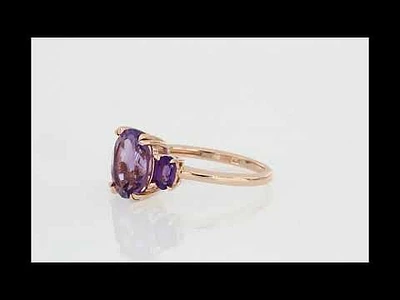 Amethyst 3-Stone Ring in 14k Rose Gold