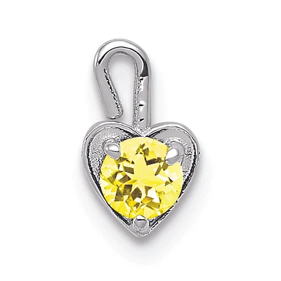 November Synthetic Birthstone Heart Charm in 14k White Gold