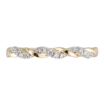 Diamond Twist Stackable Band in 14k Yellow Gold