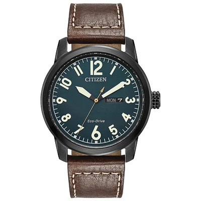 Citizen Men's Eco-Drive Military Brown Leather Strap Weekender Watch 42mm BM8478-01L