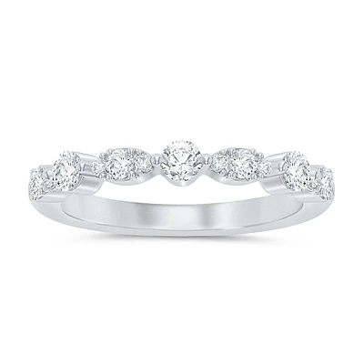 Brilliant-Cut Lab Grown 1/2ctw. Diamond Vintage Wedding Band in 14K White Gold