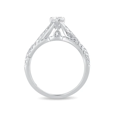 Lab Grown Pear Shaped Diamond 1ctw. Twist Bridal Set in 10k White Gold