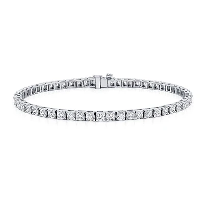 4ctw. 4-Prong Square Link Diamond Tennis Bracelet in 14K White Gold (JK, I2-I3)