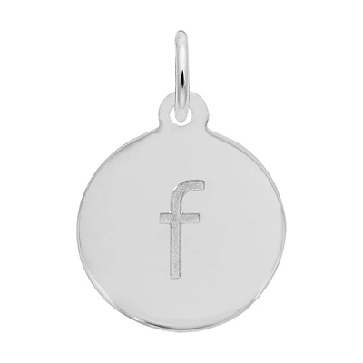 Lower Case Block F Initial Charm in Sterling Silver