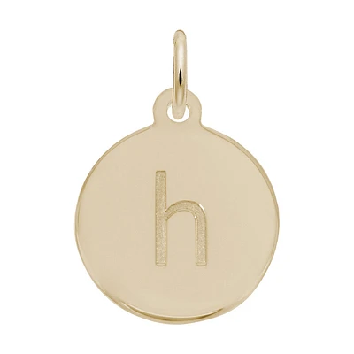 Lower Case Block H Initial Charm in Gold Plated Sterling Silver