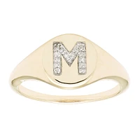 Diamond Initial Signet Ring in 14k Yellow Gold