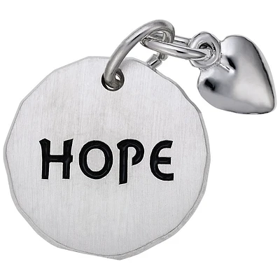 Hope Tag with Heart Charm in Sterling Silver