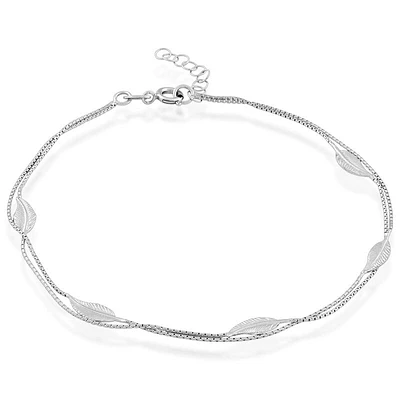 Leaf Double Strand Anklet in Sterling Silver