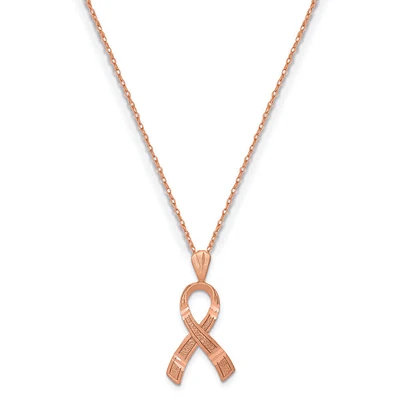 Cancer Awareness Ribbon Pendant in 14k Rose Gold