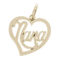 Nana Heart Charm in 10k Yellow Gold