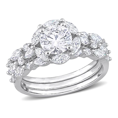 Created Moissanite 3ctw. Floral Bridal Set Sterling Silver
