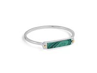 Malachite Small ID Cuff Bracelet in Sterling Silver