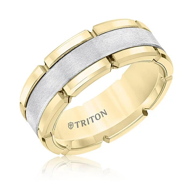 Triton Men's Two-Tone Tungsten 8mm Wedding Band