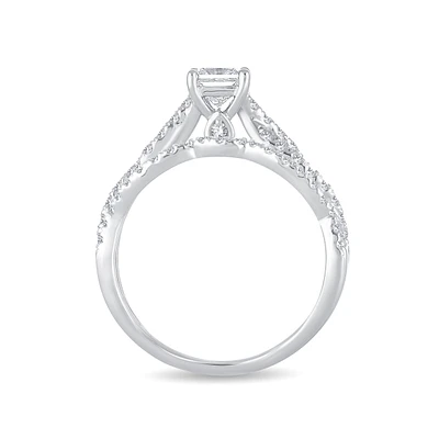 Lab Grown Princess-Cut Diamond 1ctw. Twist Bridal Set in 10k White Gold