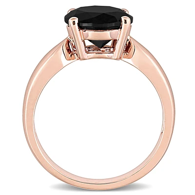 Black Diamond Solitaire Ring in 10k Rose Gold