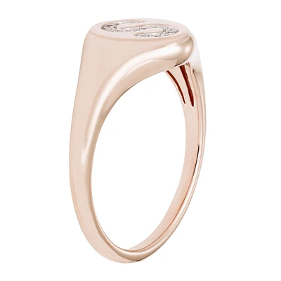 Diamond Initial Signet Ring in 14k Rose Gold