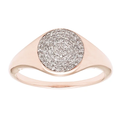 Diamond Pave Signet Ring 1/5ctw.  in 14k Rose Gold