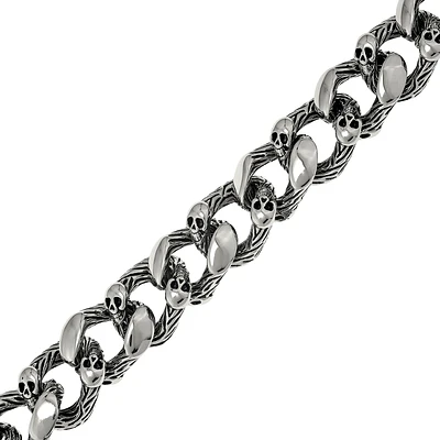 Men's Stainless Steel Skulls Wrapped Bracelet