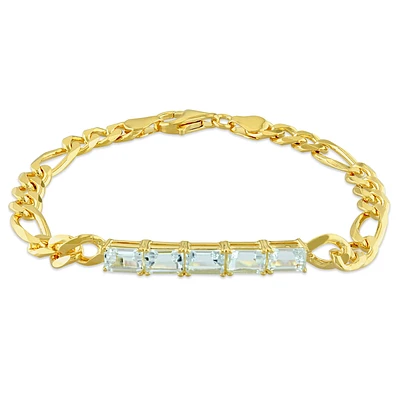 Emerald-Cut Aquamarine 6mm Bracelet in Yellow Sterling Silver 7.25"