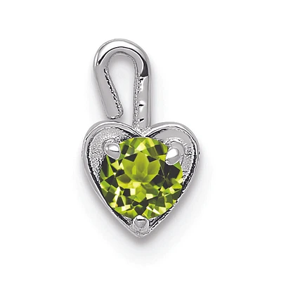 August Synthetic Birthstone Heart Charm in 14k White Gold