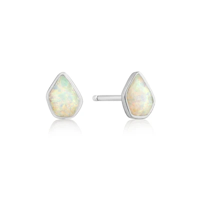 Opal Pear Stud Earrings in Sterling Silver