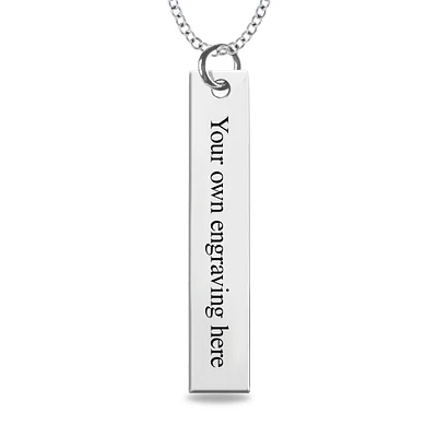 Handwriting Vertical Bar Pendant in Sterling Silver