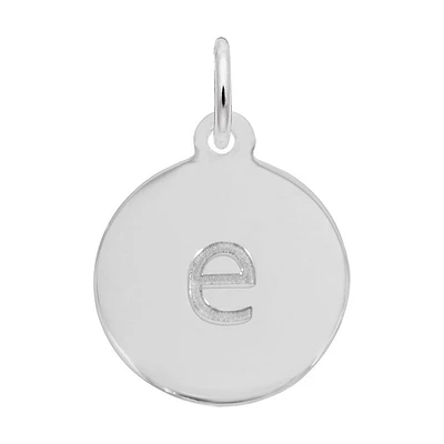 Lower Case Block E Initial Charm in Sterling Silver