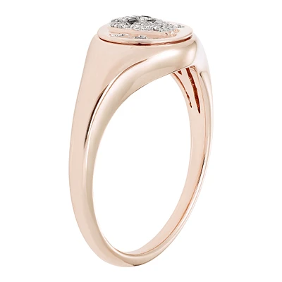 Diamond Skull Signet Ring in 14k Rose Gold