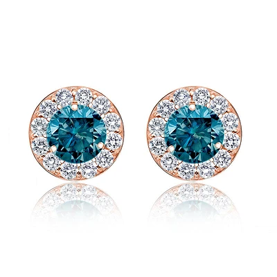 2ct. t.w. Diamond Halo Stud Earrings in 14k Rose Gold