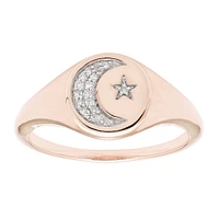 Diamond Celestial Signet Ring in 14k Rose Gold