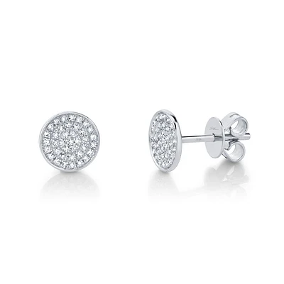 Shy Creation 0.17 ctw Pave Diamond Circle Stud Earrings in 14k Gold