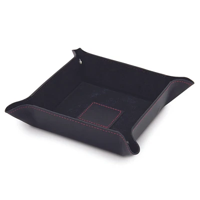 Black Leather Snap Valet Tray