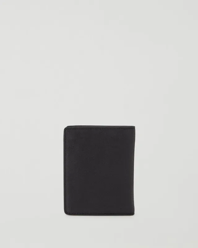 Grainy Leather TB Money Clip Wallet in Black - Men