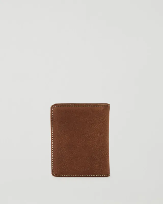 Check Leather Bifold Coin Wallet in Vine - Men | Burberry® Official