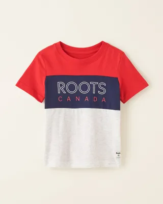 Roots Toddler Colour Blocked T-Shirt in Jam Red