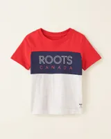 Roots Toddler Colour Blocked T-Shirt in Jam Red