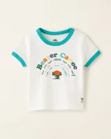 Roots Baby Beaver Canoe Ringer T-Shirt in Egret