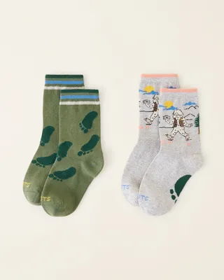 Roots Kid Forest Friends Sock 2 Pack in Grey Mix