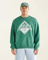 Roots Beaver Canoe Relaxed Crew Sweatshirt Gender Free in Forest Green