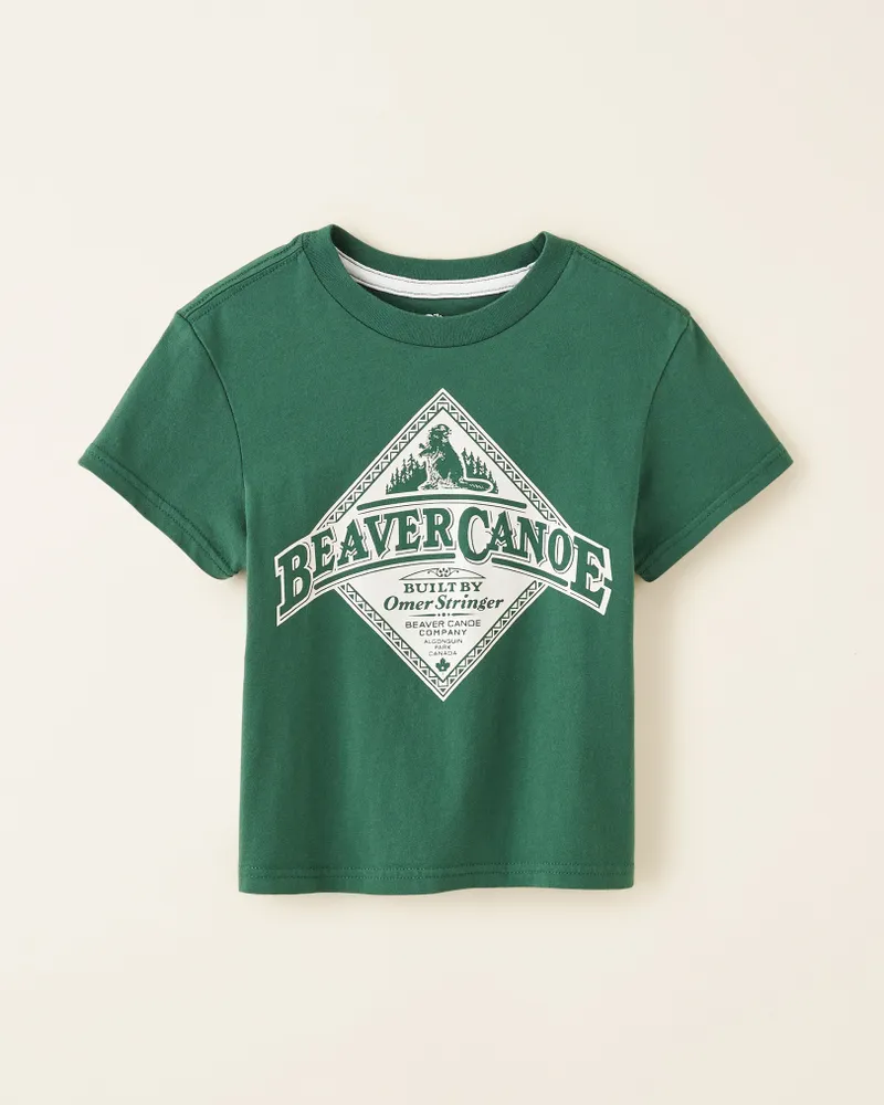 Roots Toddler Beaver Canoe Relaxed T-Shirt in Forest Green