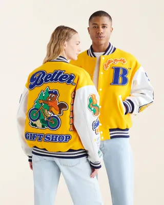Roots X Better Gift Shop™ Buddy Varsity Jacket Gender Free in Old Gold