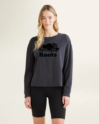 Roots Women's Organic Cooper Long Sleeve T-Shirt in Graphite