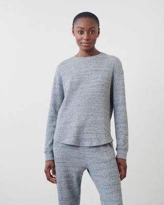Roots Waffle Long sleeve Top in Salt/Pepper
