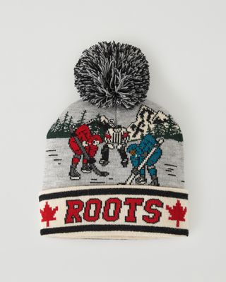 Roots Kid Hockey Toque Hat in Grey Mix