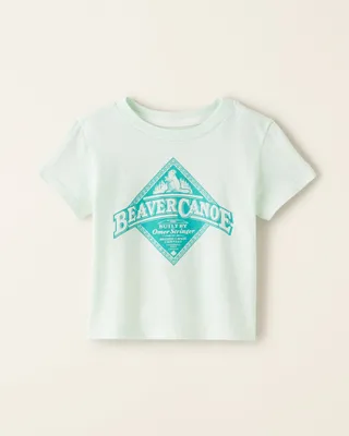 Roots Baby Beaver Canoe Relaxed T-Shirt in Turquoise Mist